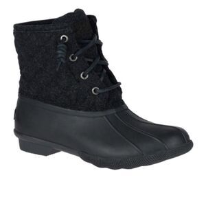 SPERRY Saltwater Quilted Wool Duck Boot Womens Size 6 Black